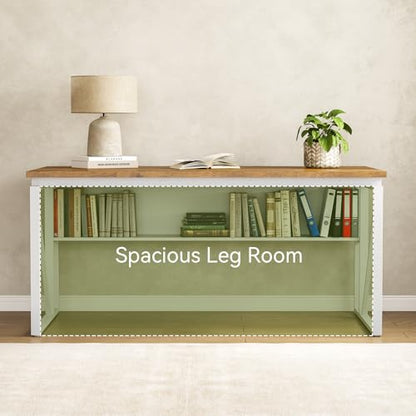 LITTLE TREE 63-Inch Office Desk with 31.5-Inch Lateral File Cabinet, Study Writing Desk Computer Desk for Home Office - color: Rustic