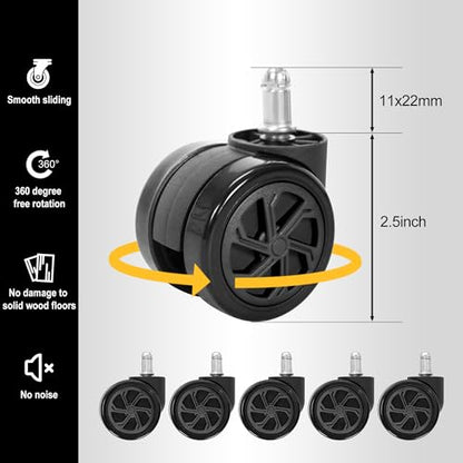 28" Heavy Duty Nylon Gaming Office Chair Base Replacement Part with Wheels | Computer Chair Base Legs with 5 Casters - color: Black