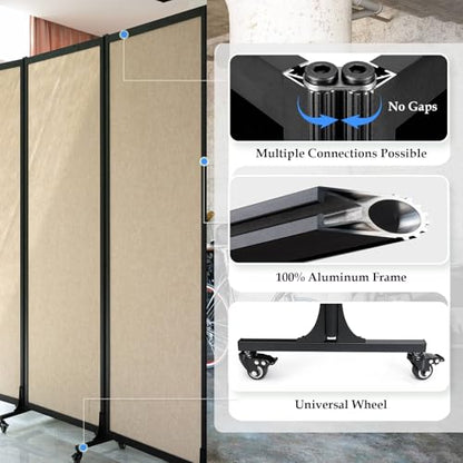 Room Partition 2.0 Upgrade Version,6'L* 6'7"H,3 Panel,Beige - color: Beige, size: 3