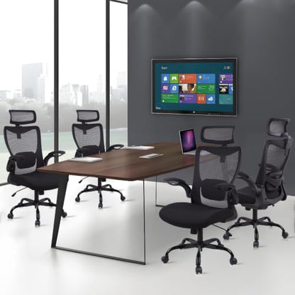 CLATINA Heavy Duty Ergonomic Mesh Office Chair 400LBS, Big and Tall Desk Chair with Adjustable Lumbar Support & Headrest, Flip Up Padded Arms, Swivel Computer Chair for Home, Conference, Black, 14 PK - size: 14 PK