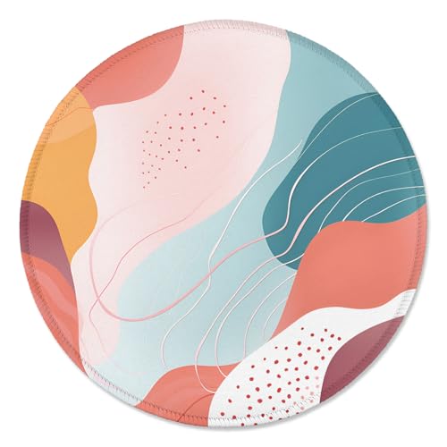ITNRSIIET Round Mouse Pad with Stitched Edge Premium-Textured Waterproof Non-Slip Rubber Base Desktop Protection Mat Diameter 8.7 inches, Art Style Pattern - color: A03-Art Style Pattern