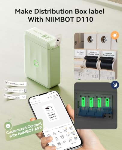 NIIMBOT D110 Label Maker Machine with Tape, Bluetooth Label Printer, Green - color: Green