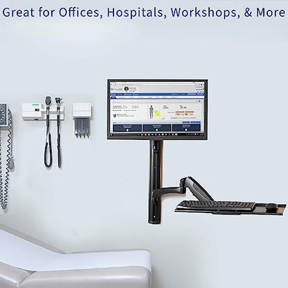 VIVO Black Sit-Stand Wall Mount Counterbalance Height Adjustable Monitor and Keyboard Workstation for Screens up to 27 inches STAND-SIT1K… - color: Black