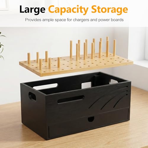 Homde Office Charging Station Organizer: 2 Layer Charger Holder (Black) - color: Natural and Black