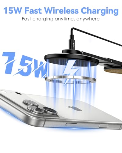 CloudValley Magnetic Laptop Phone Holder, 15W Fast Wireless Charger