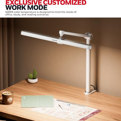 Honeywell 05B02 LED Desk Lamp with Clamp, Task Lamp for Home Office | Sunturalux Natural Daylight, CRI≥97 1300LM 4000K, RG0 Low Blue Light, Flicker-Free, Full Metal Clip On Lamp for Study Work