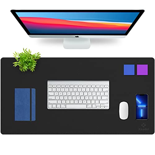 K KNODEL Large Sewing Leather Desk Mat, Desk Pad (Black, 31.5" x 15.7") - color: Black/Black, size: 31.5" x 15.7"