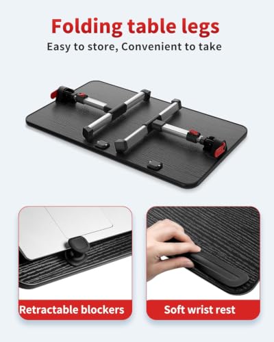 Laptop Desk Table, SAIJI Adjustable Laptop Stand, Portable Lap Desks - color: Black, size: 20.5*11.8 inches