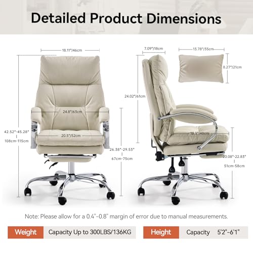 Massage Office Chair with Foot Rest Ergonomic Heated Desk Chairs | High Back PU Leather Massage Recliner with Lumbar Support 155° Reclining Swivel Wheels Computer Chairs for Home Office, White - color: Whtie