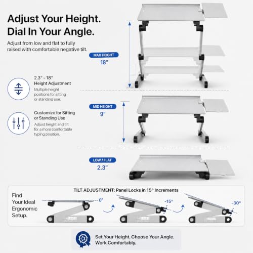 Uncaged Ergonomics Adjustable Keyboard Tray, Silver, Keyboard Tray, Ergonomic, Wrist Support, Portable, Universal, Aluminum - color: Silver
