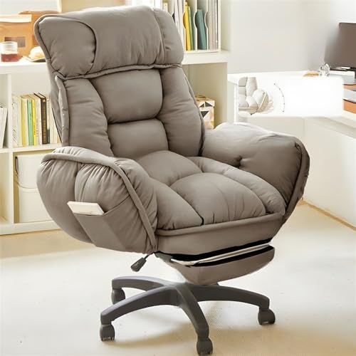 Black Wheels Executive Chair, Padded Arm with Footrest Adjustable Seat Height Computer Chair Sitting Office Chair Reclining Boss Chair Lazy Swivel Sofa Chair -Grey Fixed Arms - color: Grey, size: Fixed Arms