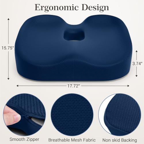 Donut Pillow Seat Cushion, Memory Foam Lifting Office Chair Cushion, Blue - color: Blue