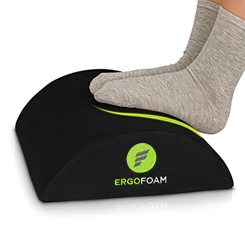 ErgoFoam Ergonomic Foot Rest Under Desk - Premium Velvet Soft Foam Footrest for Desk - Most Comfortable Desk Foot Rest in The World for Lumbar, Back, Knee Pain - Foot Stool Rocker (Black) - size: Regular