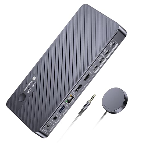 AV Access KVM Switch Docking Station 2 Monitors 2 Laptops, 4K Dual Display