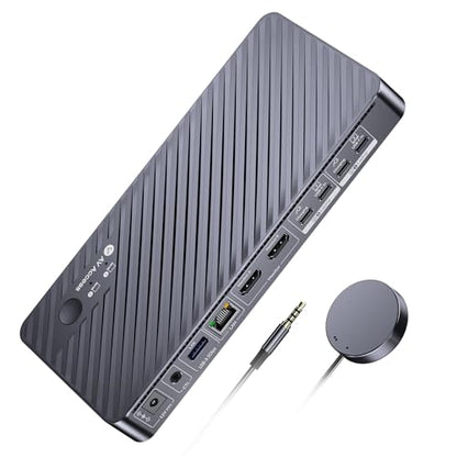 AV Access KVM Switch Docking Station 2 Monitors 2 Laptops, 4K Dual Display