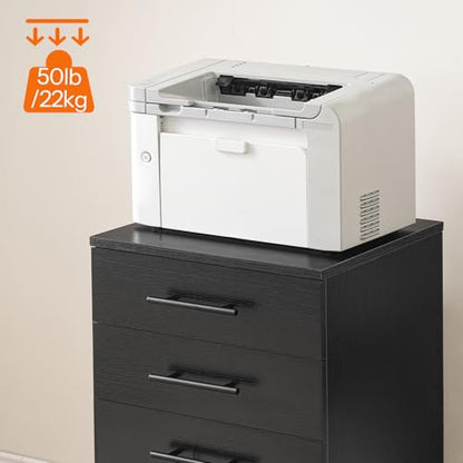 HOOBRO 5-Drawer File Cabinet, Office Cabinet with Drawers, Wooden Storage Cabinet with Wheels for Makeup, Home Office, Study, Easy Assembly, Black BK05WJ01 - color: Black