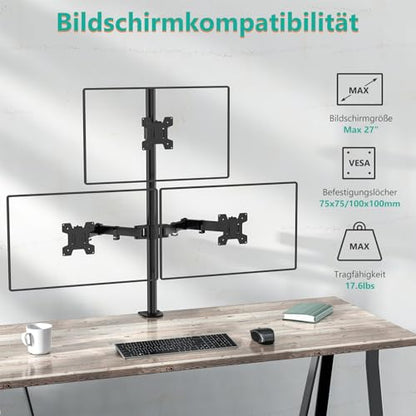 WALI Tall Triple Monitor Mount for 13-27 inch Computer Screens, up to 22lbs | 3 Monitor Desk Mount, Full Motion with Tilt, Swivel, Rotation, C-Clamp/Grommet Mounting, VESA 75/100mm (M003), Black - size: 13"-27", style: Triple