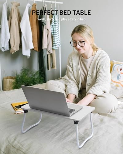 Ruxury Foldable Lap Desk Laptop Stand Bed Desk Table Tray, Breakfast Serving Tray, Portable & Lightweight Mini Table, Lap Tablet Desk for Sofa Couch Floor - White - color: Matte White
