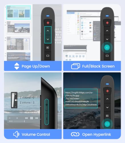 Green Light Presentation Clicker for Teachers – USB-C Rechargeable Wireless Presenter for PowerPoint/Keynote/Google Slides, Plug & Play Remote for Mac/Windows/Laptop - size: Green+Rechargeable