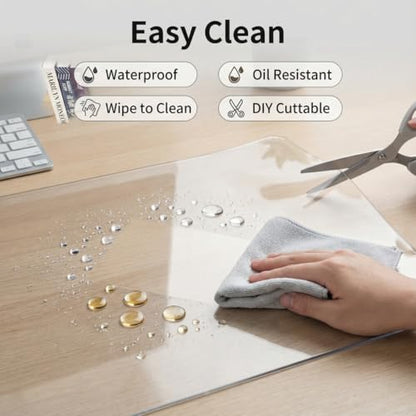 Transparent 14x11in Small Office Desk Blotter Mat Clear Plastic Table Protector Cover Pad PVC Topper Surface Proection Mat Pad Anti Scratch Table Mat Waterproof Easy Clean，1.5 mm - color: 1.5mm Desk Pad Mat, size: 14x11in