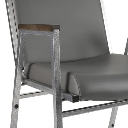 Flash Furniture Hercules Vinyl Stack Chair with Arms, Gray - color: Gray Vinyl, size: Set of 1