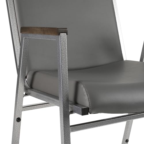 Flash Furniture Hercules Vinyl Stack Chair with Arms, Gray, 4-Pack - color: Gray Vinyl, size: Set of 4