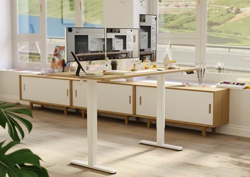 Claiks Electric Height Adjustable Standing Desk, 55x24 Inch, Nature | Smooth Height Adjustment, 3 Memory Presets, Cable Management Hub&Hook, Stable Steel Frame, 176lbs Capacity, Easy Assembly - color: Nature, size: 55