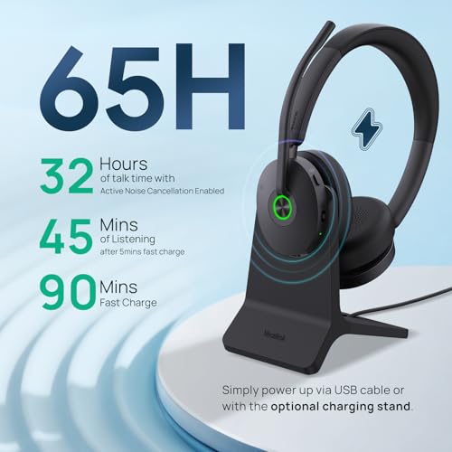 Yealink BH74 AI ANC Wireless Headset with Mic for Work with Charging Dock - color: BH74 UC, style: BH74 with Charging Stand