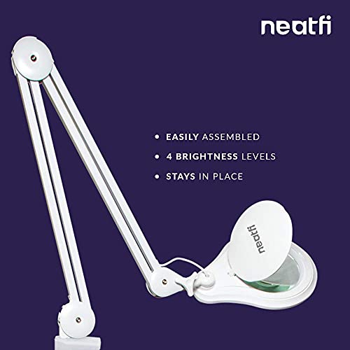 Neatfi LED Magnifying Lamp, 1200 Lumens, 5-Inch 5-Diopter Lens (White) - color: White, size: 5-Diopter