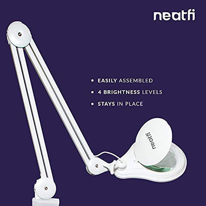 Neatfi LED Magnifying Lamp, 1200 Lumens, 5-Inch 5-Diopter Lens (White) - color: White, size: 5-Diopter