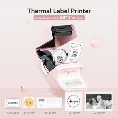 NIIMBOT B21 Label Maker, 2 Inch Bluetooth Thermal Label Printer, Pink | Retro Sticker Printer, for Address, Logo, Canning Jar, Candle, Mailing,Gift, Compatible with Phones and PC - color: Pink
