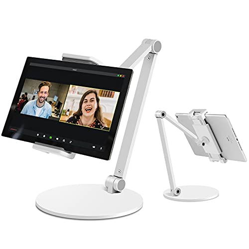 iPad Stand for Desk, Surface Pro Holder, Multi-Angle Adjustable Tablet Stand Holder for 4.7''- 13'' Screen Microsoft Surface Series, iPad Series,Samsung Galaxy Tabs,Amazon Kindle Fire, Etc. (White) - color: White