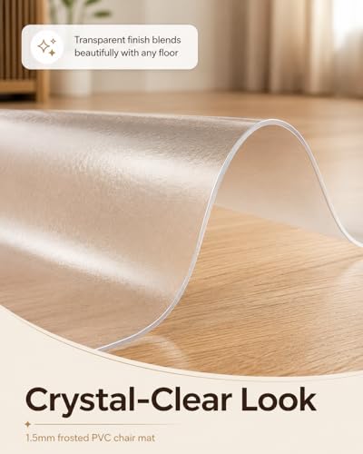 Office Chair Mat for Hardwood Floor, 57" x 84" Extra Large Clear Frosted PVC Floor Protector, Heavy Duty Chair Mat for Rolling Chairs, Wood and Tile Floors, Home Office - size: 57 × 84 in