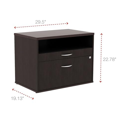 Alera Alera Open Office Desk Series Low File Cabinet Credenza, 2-Drawer: Pencil/File,Legal/Letter,1 Shelf,Espresso,29.5x19.13x22.88
