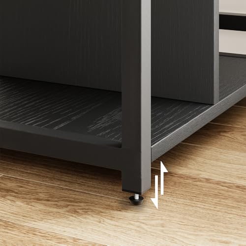 Garvee 3-Tier Printer Stand, Rolling Under Desk Printer Cart with Lockable Wheels, Industrial Mobile Printer Table with Power Outlets, USB Ports & Paper Storage Shelf for Home, Office, Retro Black - color: Retro Black