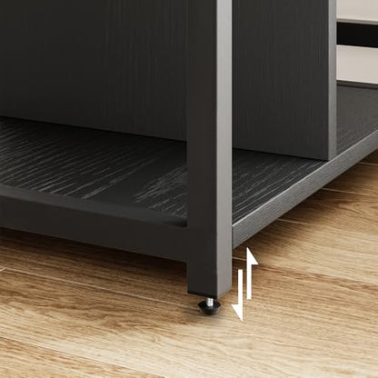 Garvee 3-Tier Printer Stand, Rolling Under Desk Printer Cart with Lockable Wheels, Industrial Mobile Printer Table with Power Outlets, USB Ports & Paper Storage Shelf for Home, Office, Retro Black - color: Retro Black