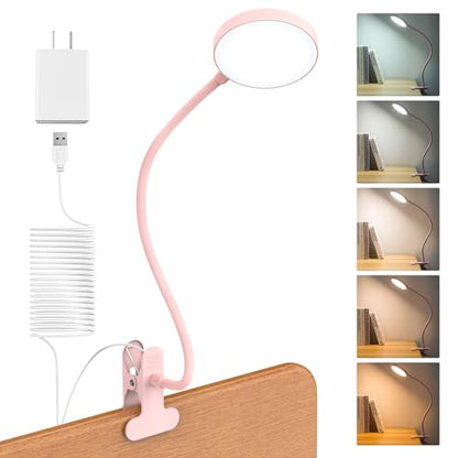LiFMIRA Desk Lamp Clip on Light 8W 66 LED Reading Light for Bed Pink - color: Pink