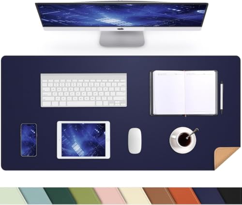 AFIING Desk Mat, Blue, 31.5" x 17", Cork Desk Pad Protector - color: Blue, size: 31.5" x 17"