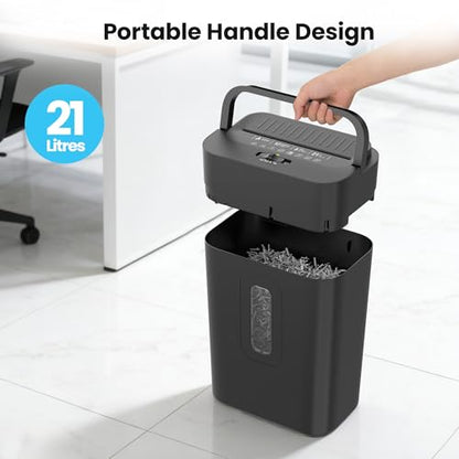 12-Sheet Cross Cut Paper Shredder, 5.55 Gallon Heavy Duty Shredder for Home Office, P-4 High Security Shredders for Paper/Credit Card/Mail/Staples/Clips, Portable Handle Design - size: 12-sheet