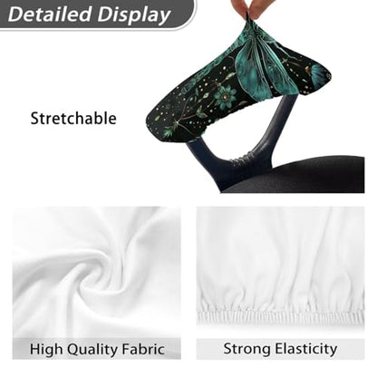Office Chair Armrest Covers Set of 2, Dragonfly Flower Print Chair Arm Covers, Removable Office Chair Covers Stretchy Armrest Covers, Home Decorations - color: Black and Green - Dragonfly Flower