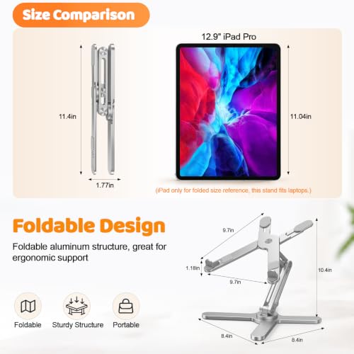 MOALLIA N86 360 Rotating Laptop Stand for Desk with Locking Knobs, Silver - color: Silver