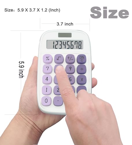 Lofree Calculator, Clicky Calculator(White and Purple) | Large LCD Display 8 Digit Tilt Screen and Big Button for Teachers Students Basic Office - color: White and Purple