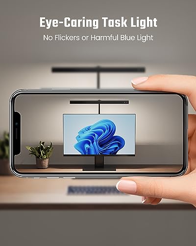 SUPERDANNY LED Desk Lamp for Office Home, Eye-Caring Desk Light with Adjustable Gooseneck, 12W Touch Control Dimmable Brightness, Architect Clamp Lamp with USB Adapter for Reading Study Workbench | Black, Touch Control Dimmable Brightness, 3000K-6000K, 36