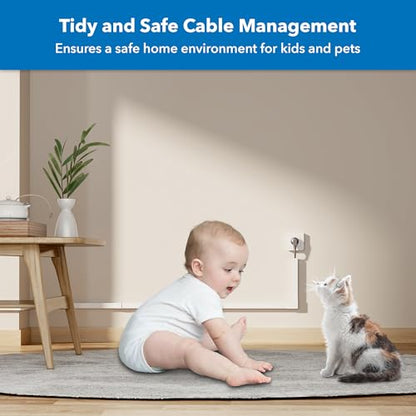Mount-It! 157in Cord Hider Kit – Paintable Cable Raceway for TV Cables, Wires, and Power Cords, Wire Cover & Cable Concealer, Fire-Retardant Design, Incl. Corners & Connectors, Fits 2-3 Cables – White