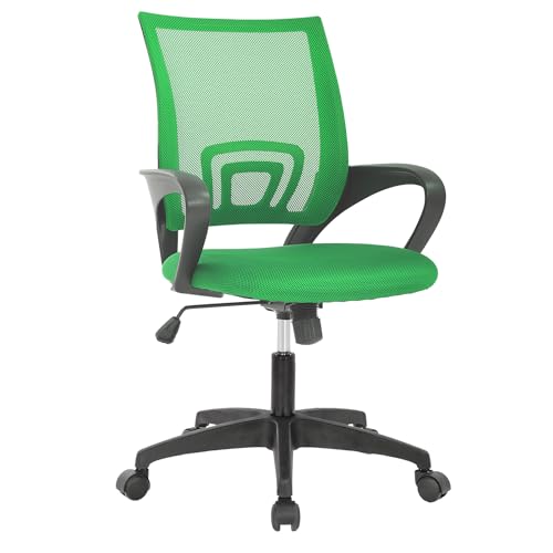 Reusleag Ergonomic Mesh Home Office Chair with Lumbar Support, Mid Back, Rolling Swivel, Adjustable Height, Small Meeting Chairs, Green
