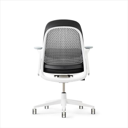 Haworth Breck Ergonomic Office Chair, Home Office Desk Chair, Coal | Computer Desk Chair with Height-Adjustable Lumbar Support, White Trim, Duo-Tone Hard Casters, and 4D-Arms - color: Coal, style: White Trim