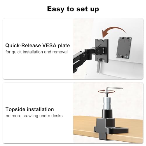 Heavy Duty Dual Monitor Arm for 17-49" Screens, Vertical Stack, 44lbs - color: Black