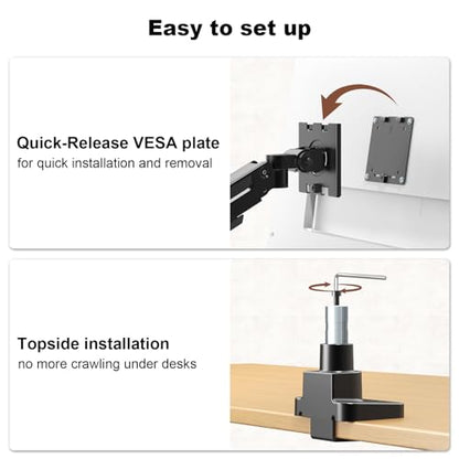 Heavy Duty Dual Monitor Arm for 17-49" Screens, Vertical Stack, 44lbs - color: Black