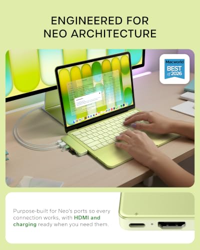 Satechi 6-in-2 USB-C Snap Hub, 4K/60Hz HDMI, for MacBook Neo, Citrus - color: Citrus