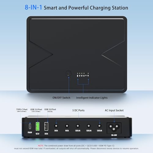Wbacon 14 PCS Mini UPS 20000mAh Battery Backup & Surge Protector